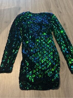 Green & Blue Sequin Bodycon Dress
